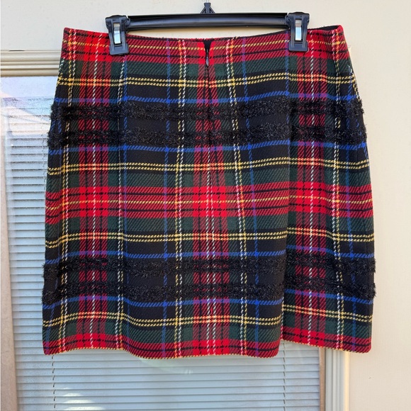 NWOT J.Crew plaid with metalic detail skirt - Picture 2 of 9